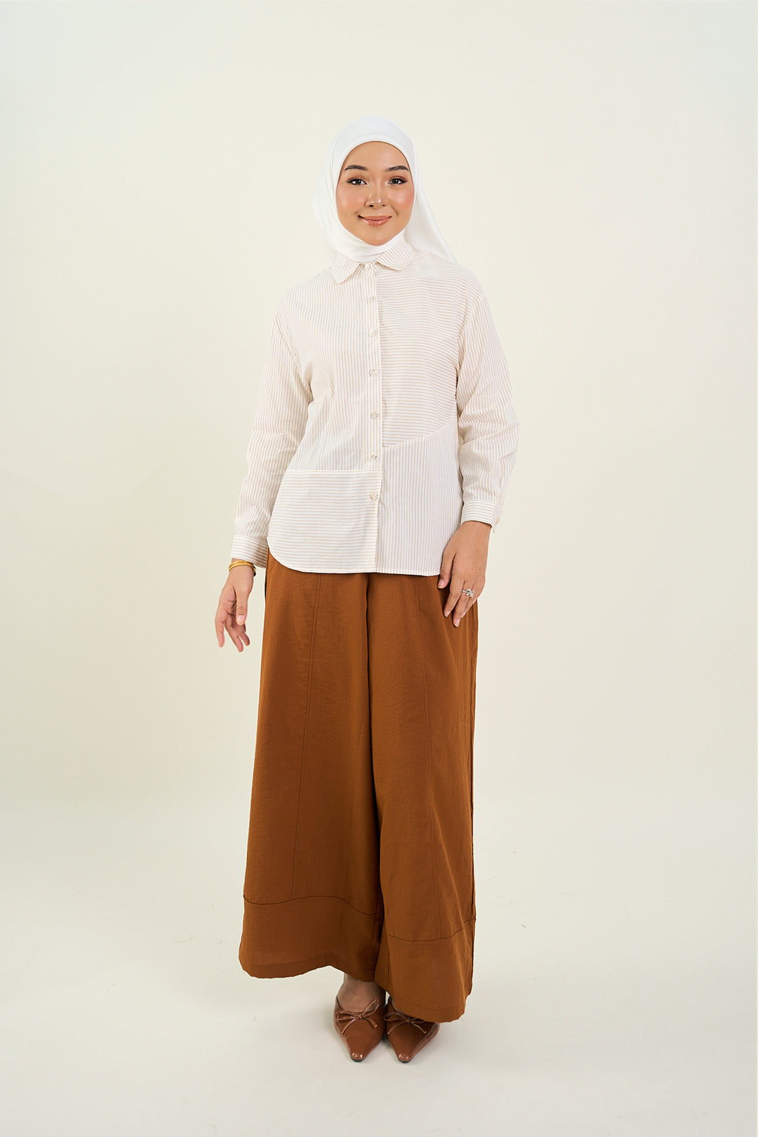 Adila Striped Print Shirt Beige