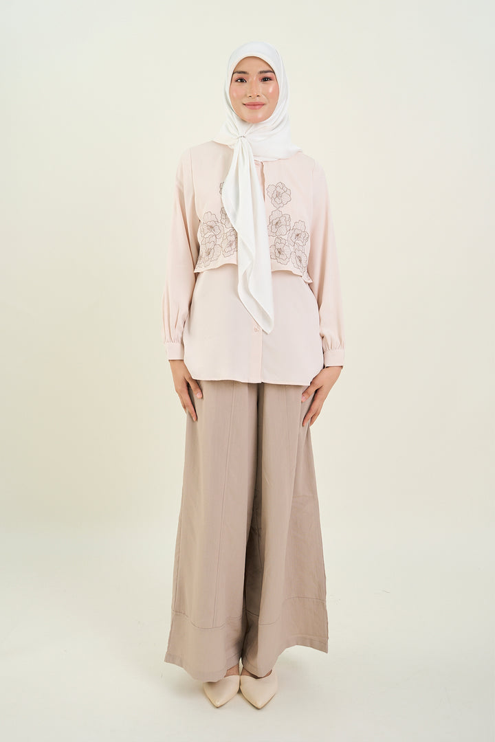Aurelia Embroidered Blouse Light Beige