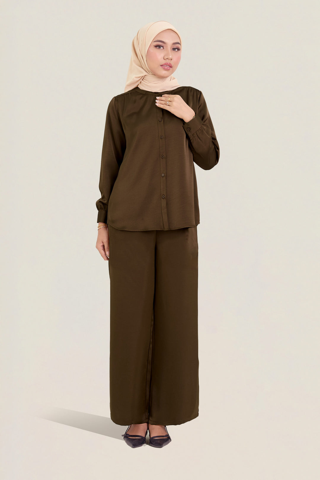 Stella Satin Pants Brown