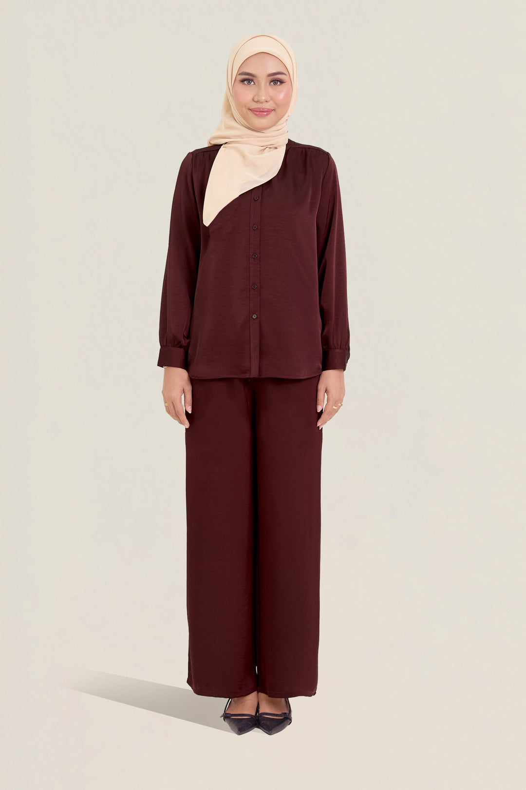 Stella Satin Pants Burgundy