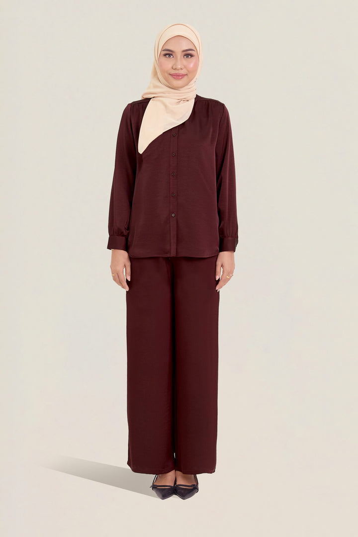 Stella Satin Pants Burgundy