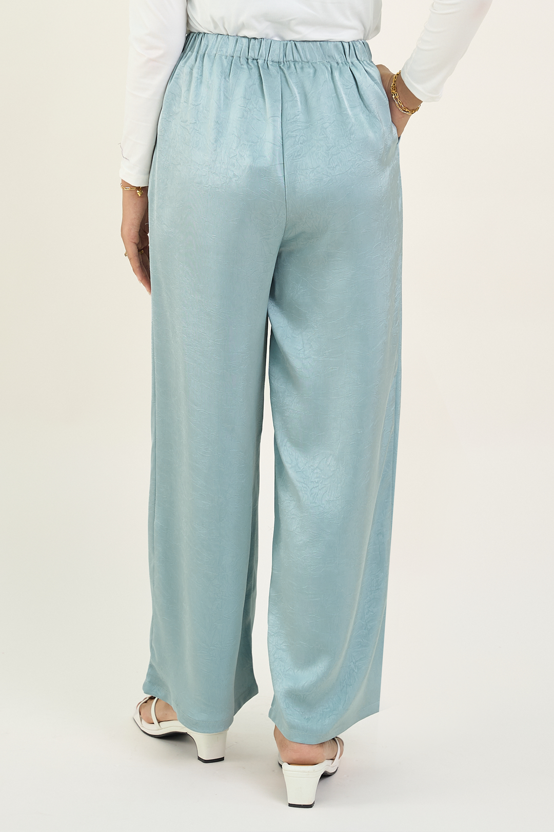 Isabelle Satin Pants Greyish Blue