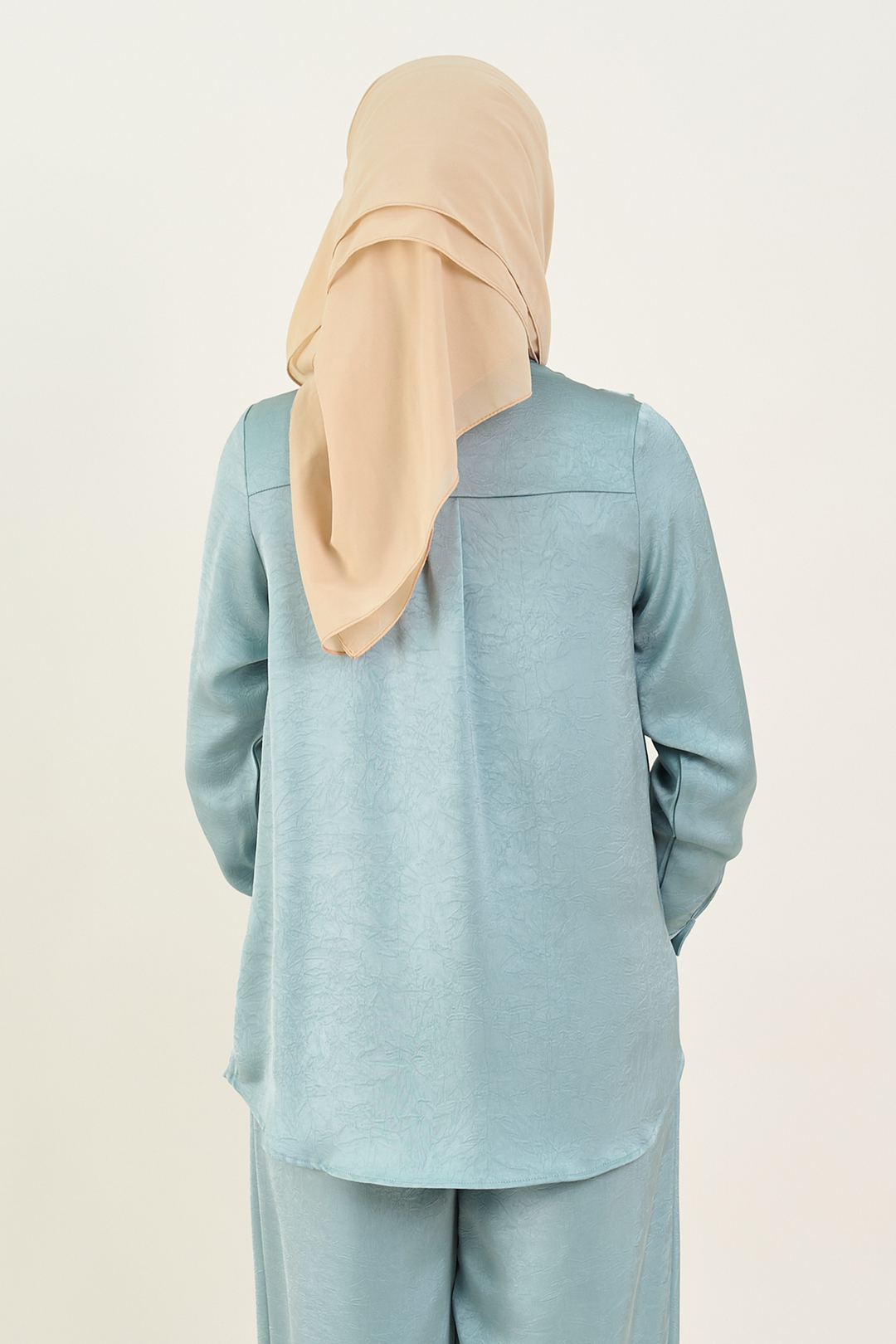 Isabelle Satin Ruffled Blouse Greyish Blue