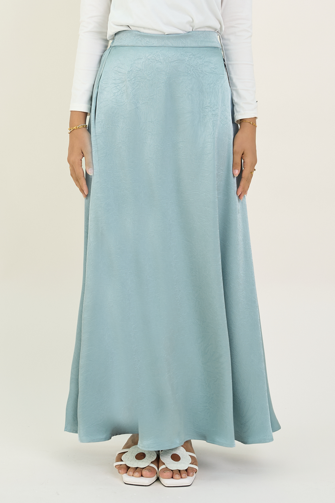 Isabelle Satin Skirt Greyish Blue
