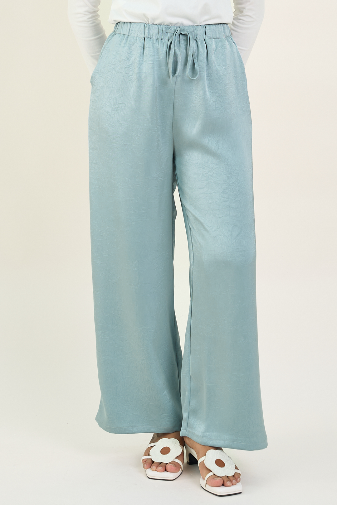 Isabelle Satin Pants Greyish Blue