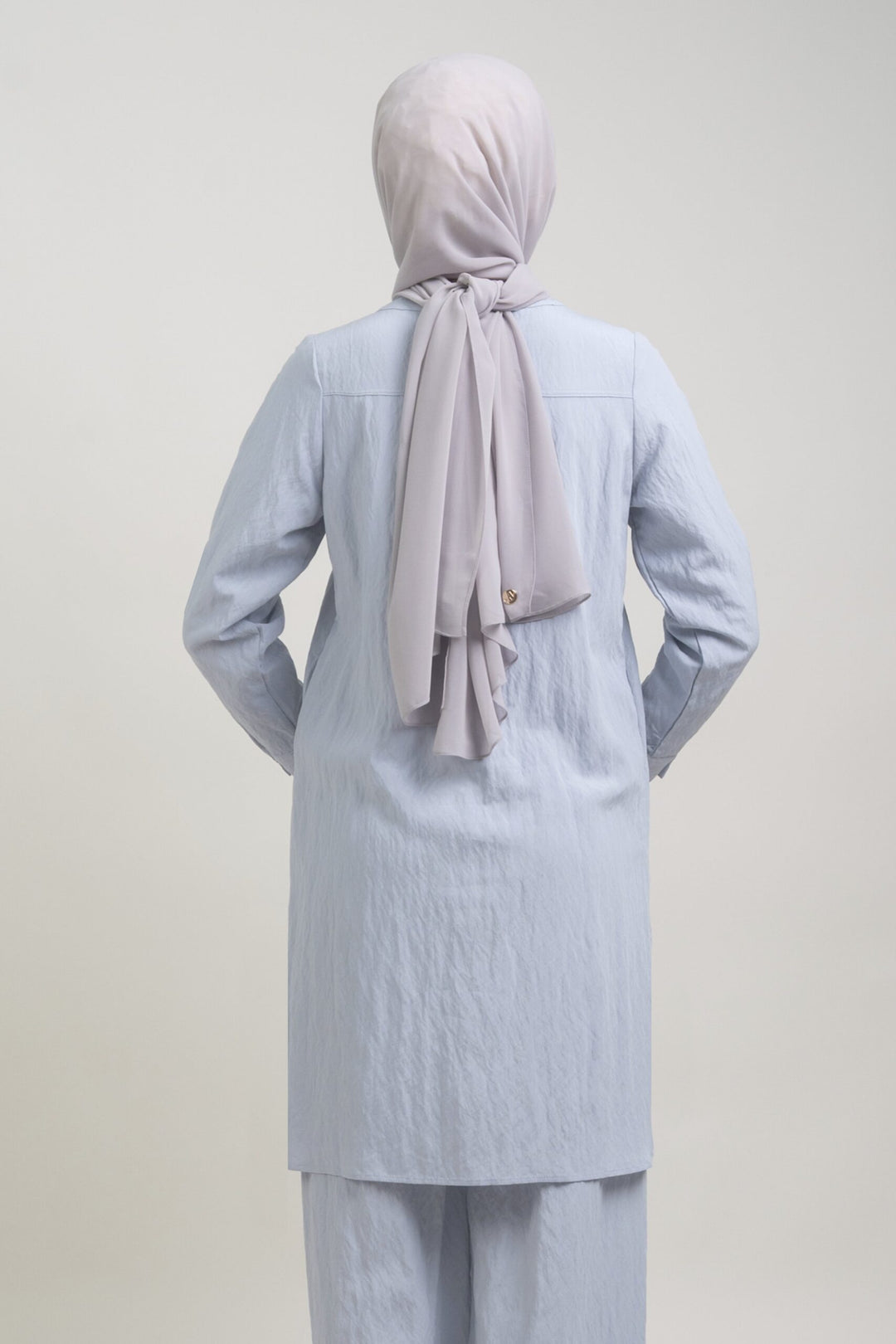 Lunara Cotton Long Blouse Greyish Blue