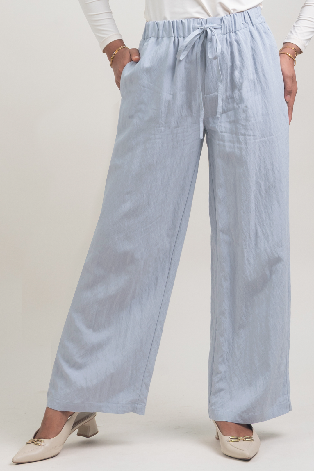 Lunara Cotton Pants Greyish Blue
