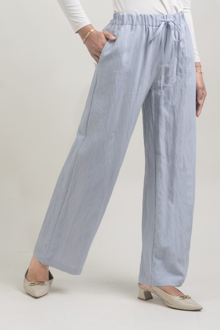 Lunara Cotton Pants Greyish Blue