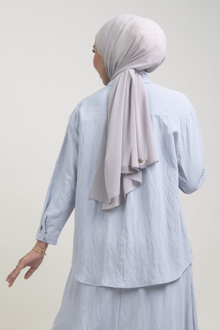 Lunara Embroidered Cotton Shirt Greyish Blue