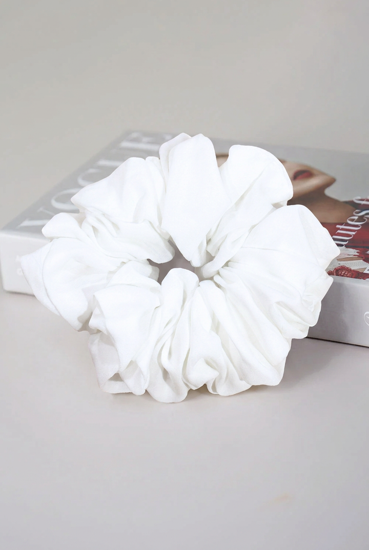 Plain Korean Chiffon Scrunchies White