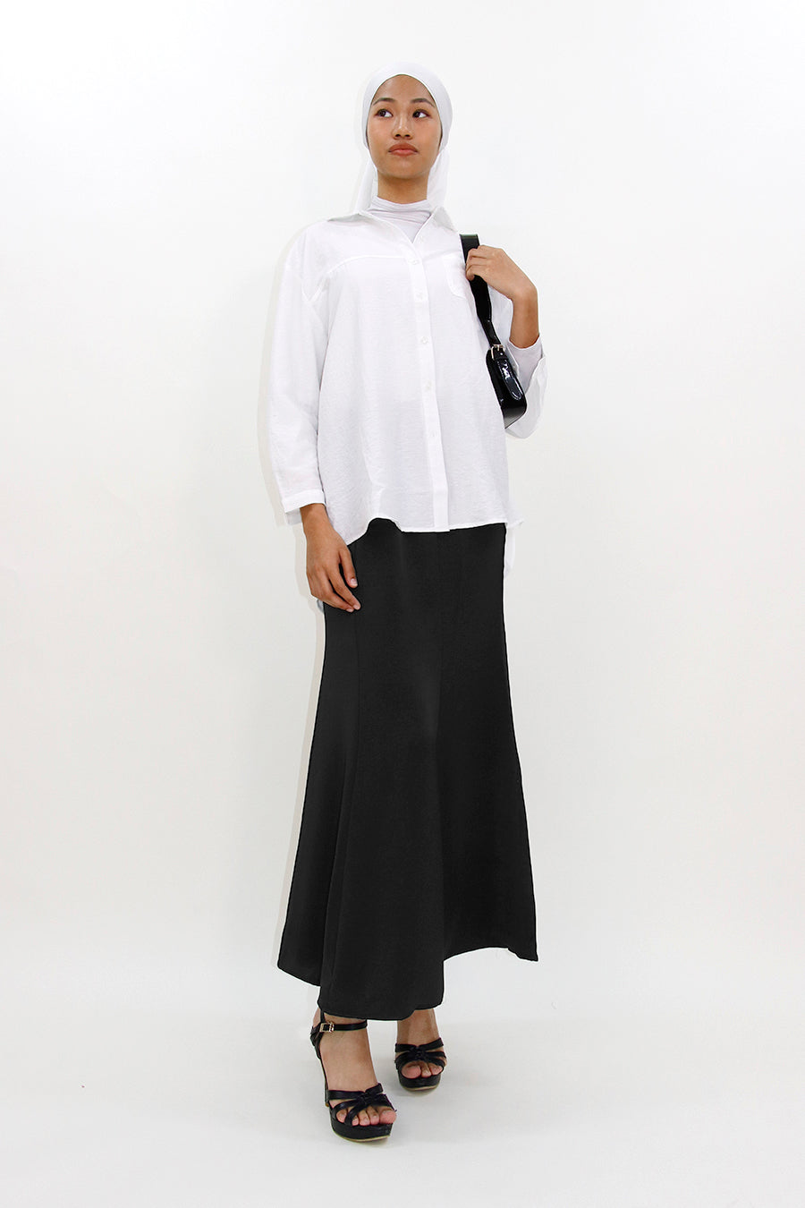 Grace Satin Mermaid Skirt Black