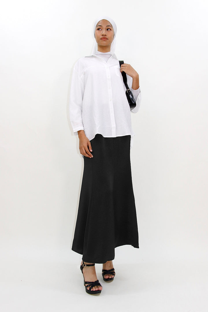 Grace Satin Mermaid Skirt Black