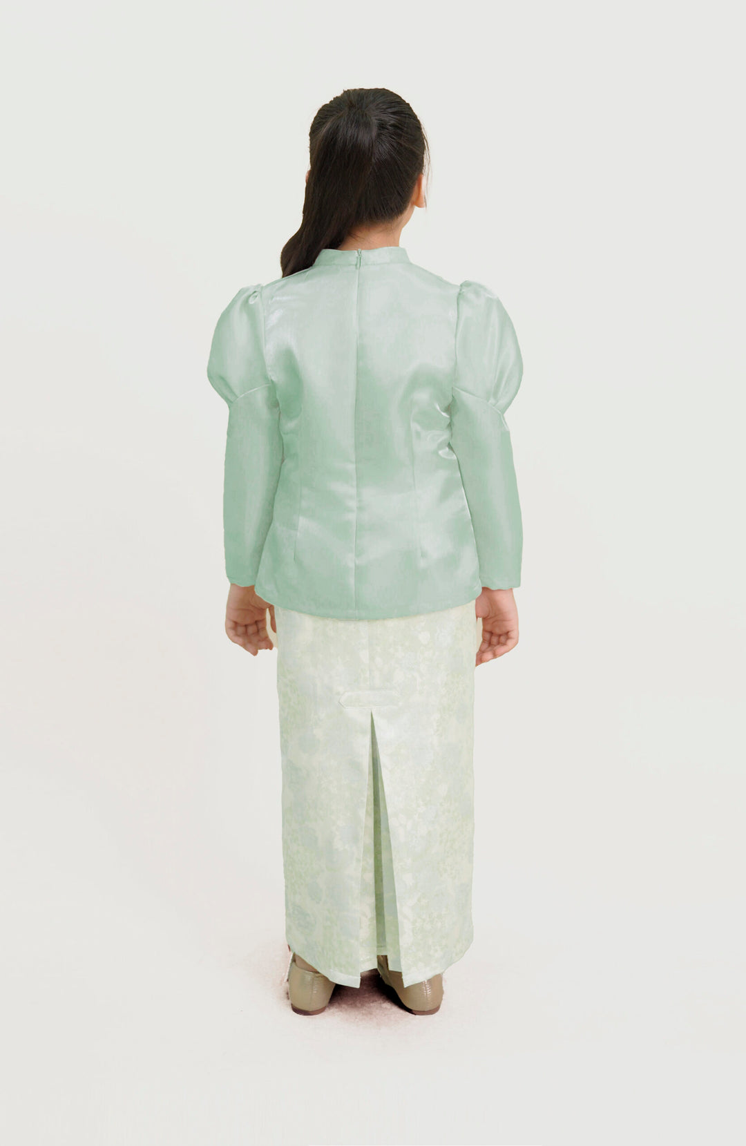 Zeeya Kids Kurung in Dusty Green