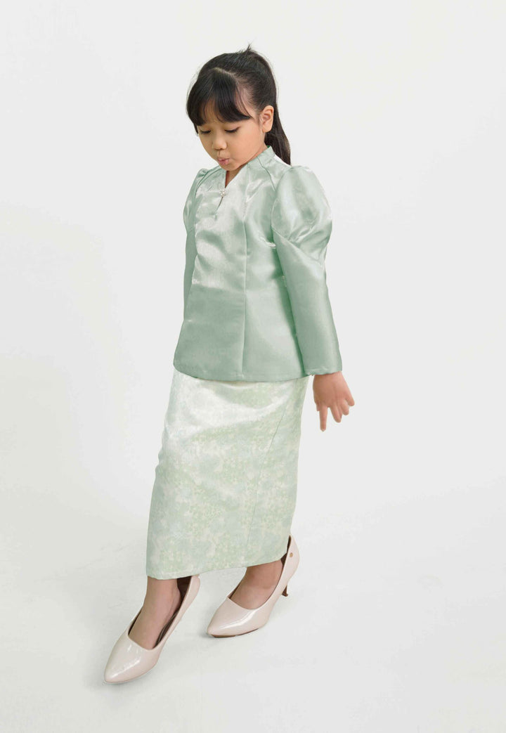 Zeeya Kids Kurung in Dusty Green