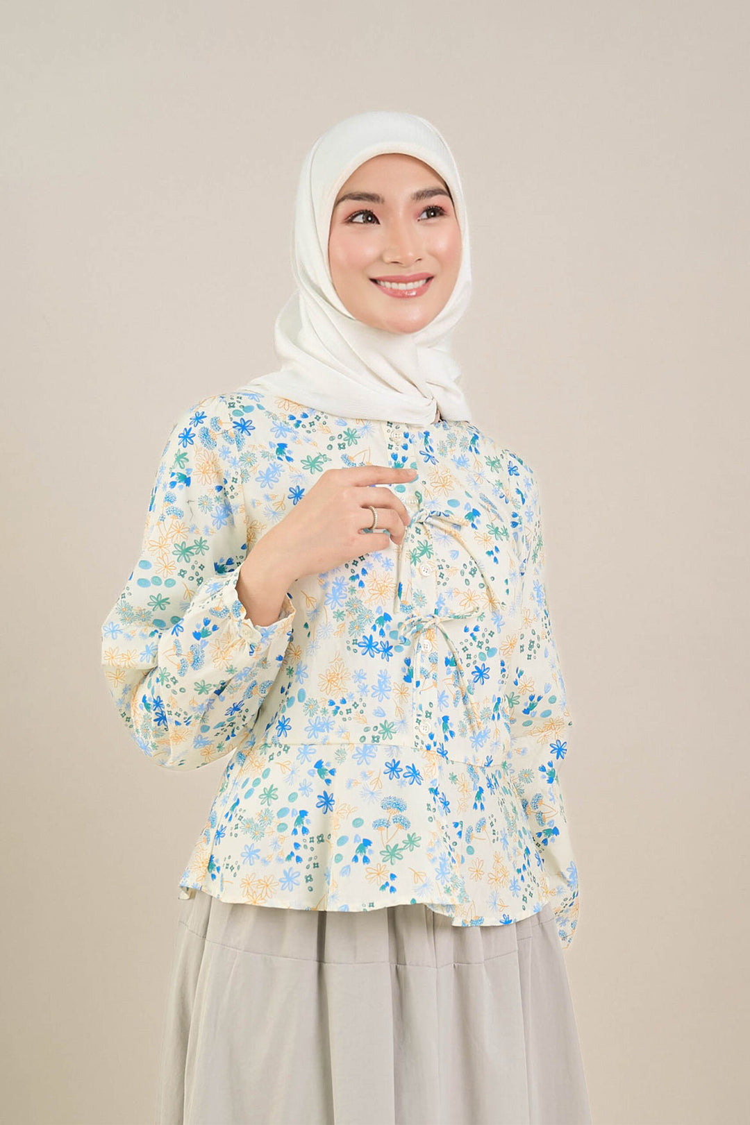 Isadora Ribbon Blouse Blue