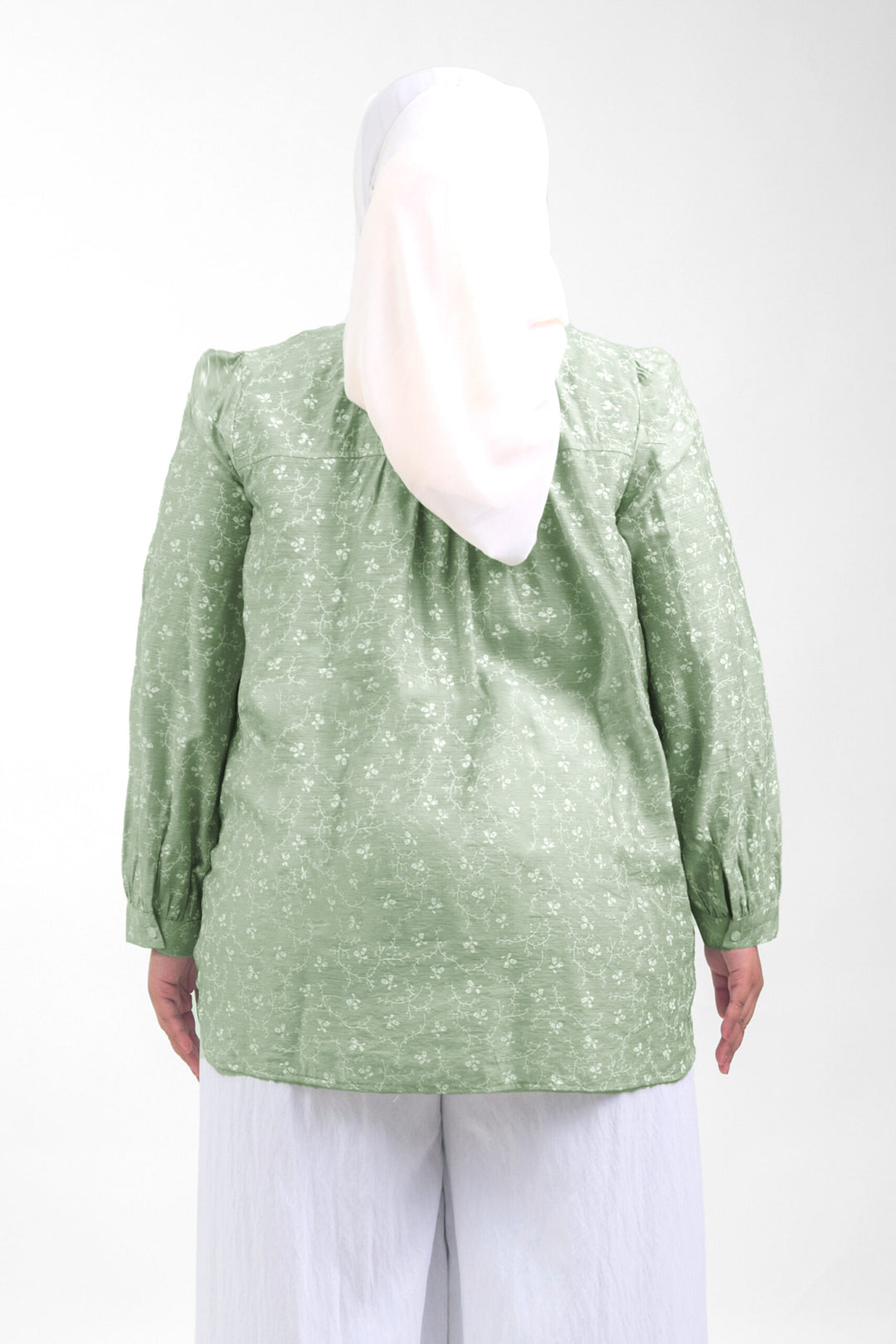 Ivy Plus Size Floral Printed Blouse Soft Green