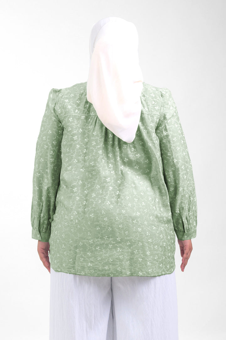Ivy Plus Size Floral Printed Blouse Soft Green