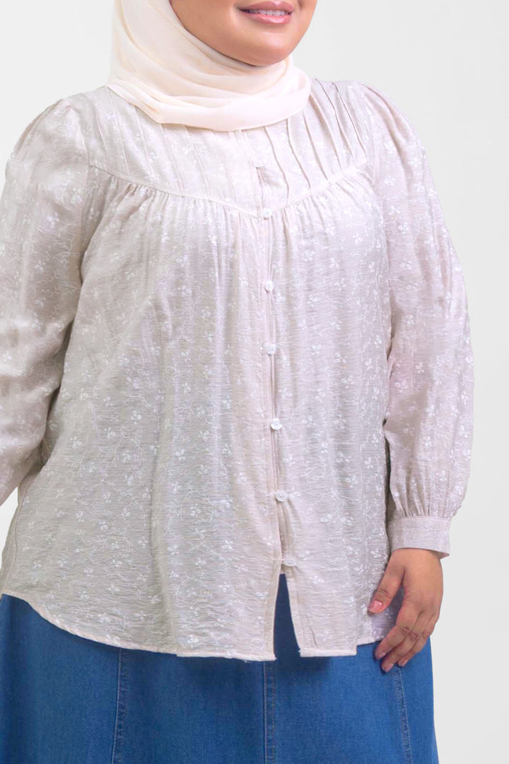 Ivy Plus Size Floral Printed Blouse Pastel Pink