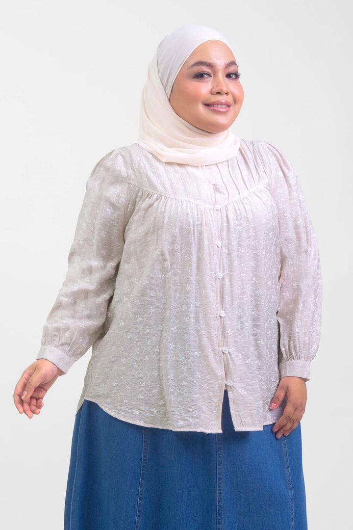 Ivy Plus Size Floral Printed Blouse Pastel Pink