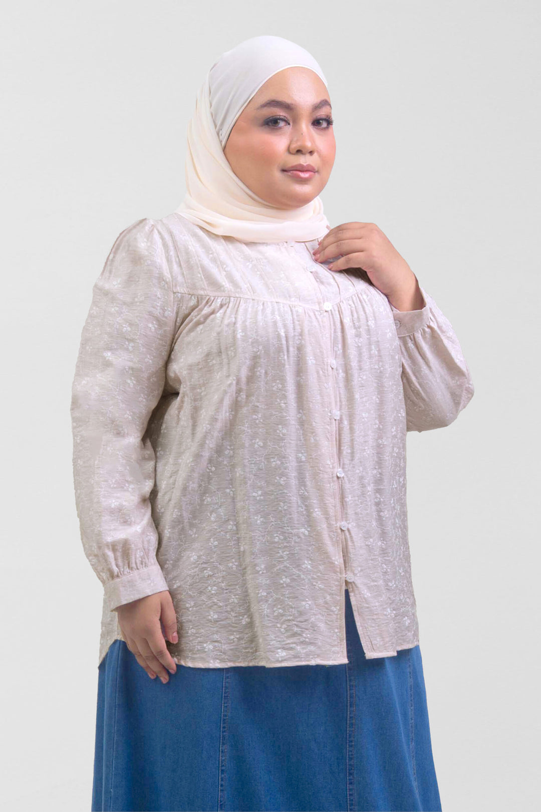 Ivy Plus Size Floral Printed Blouse Pastel Pink
