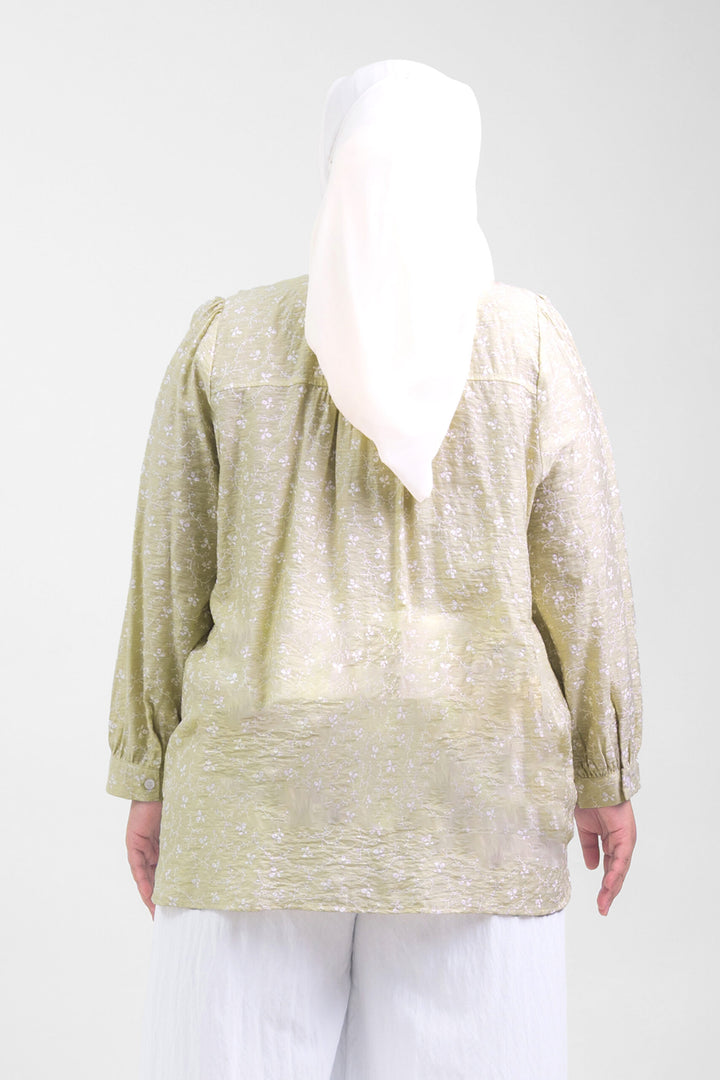 Ivy Plus Size Floral Printed Blouse Beige