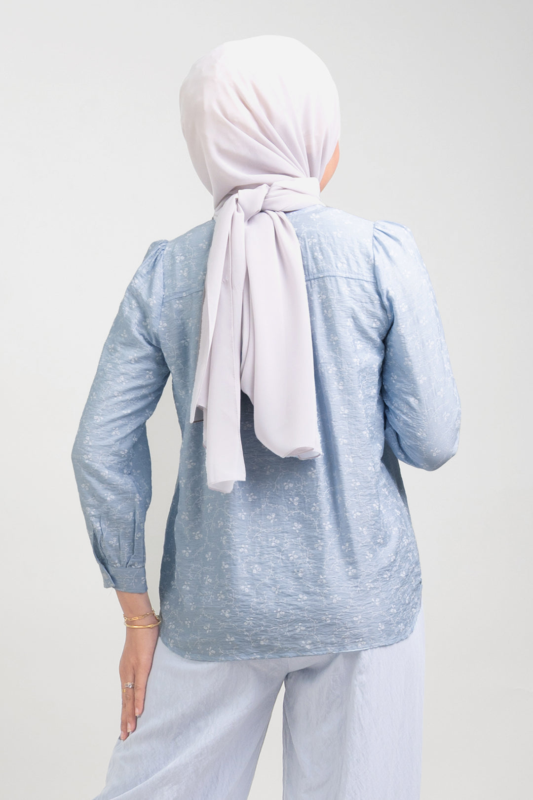 Ivy Floral Printed Blouse Soft Blue