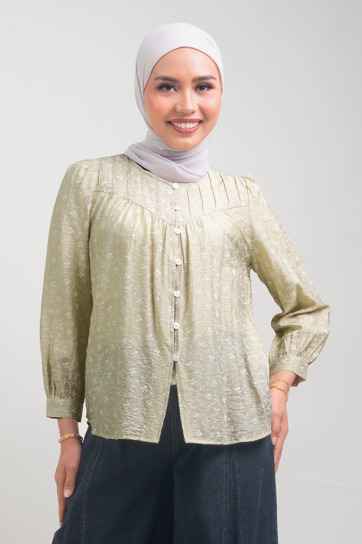 Ivy Floral Printed Blouse Beige