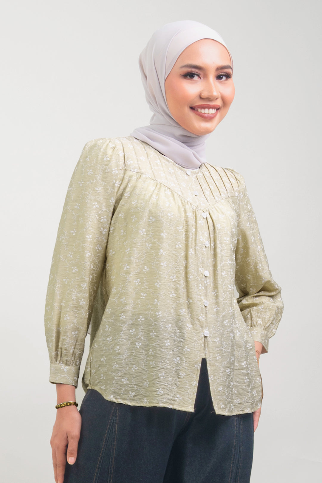 Ivy Floral Printed Blouse Beige