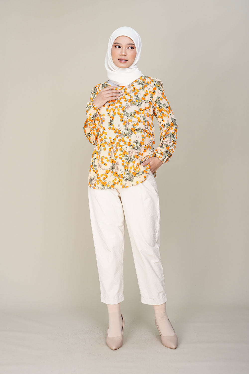Rayon D Printed Beige
