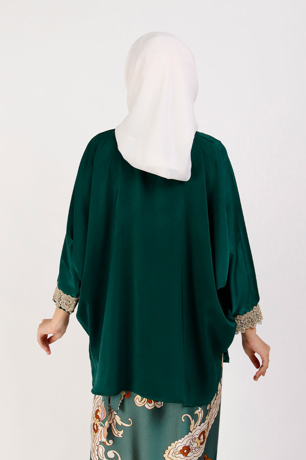 Dewi Plain Batwing Blouse Dark Green