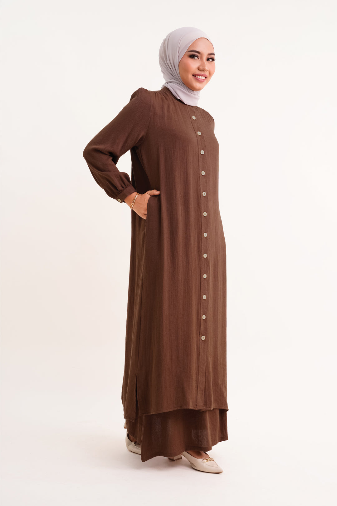 Joanna Linen Long Blouse Brown