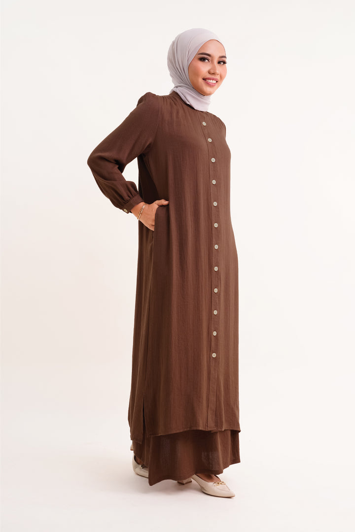 Joanna Linen Long Blouse Brown