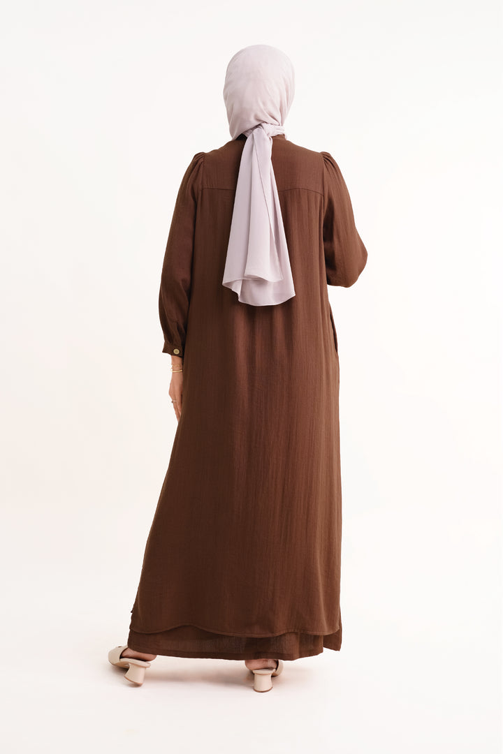 Joanna Linen Long Blouse Brown