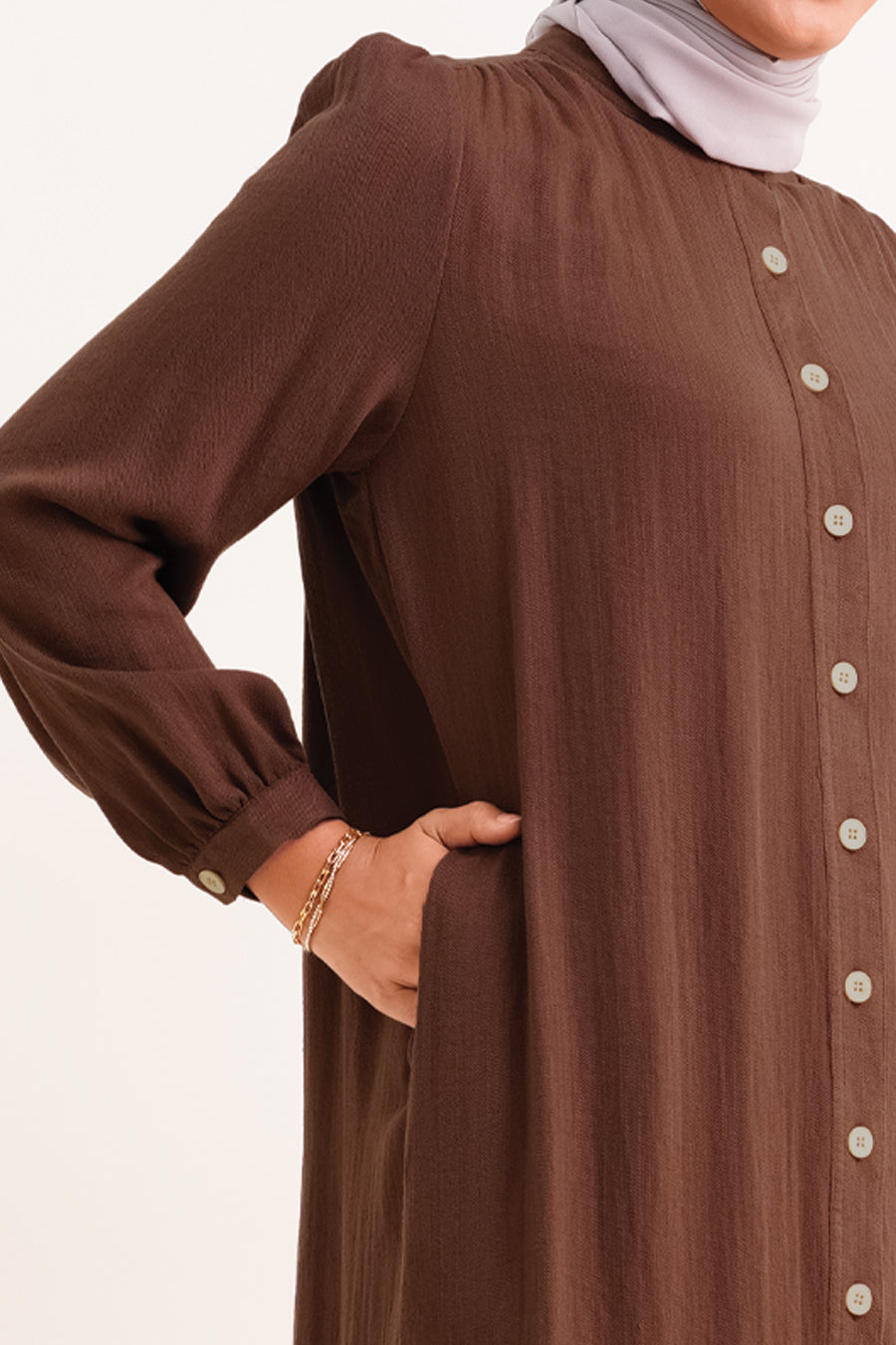 Joanna Linen Long Blouse Brown