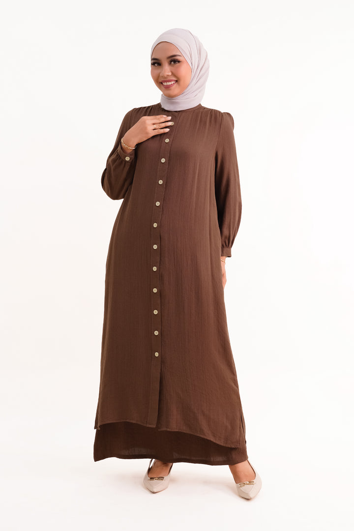 Joanna Linen Long Blouse Brown