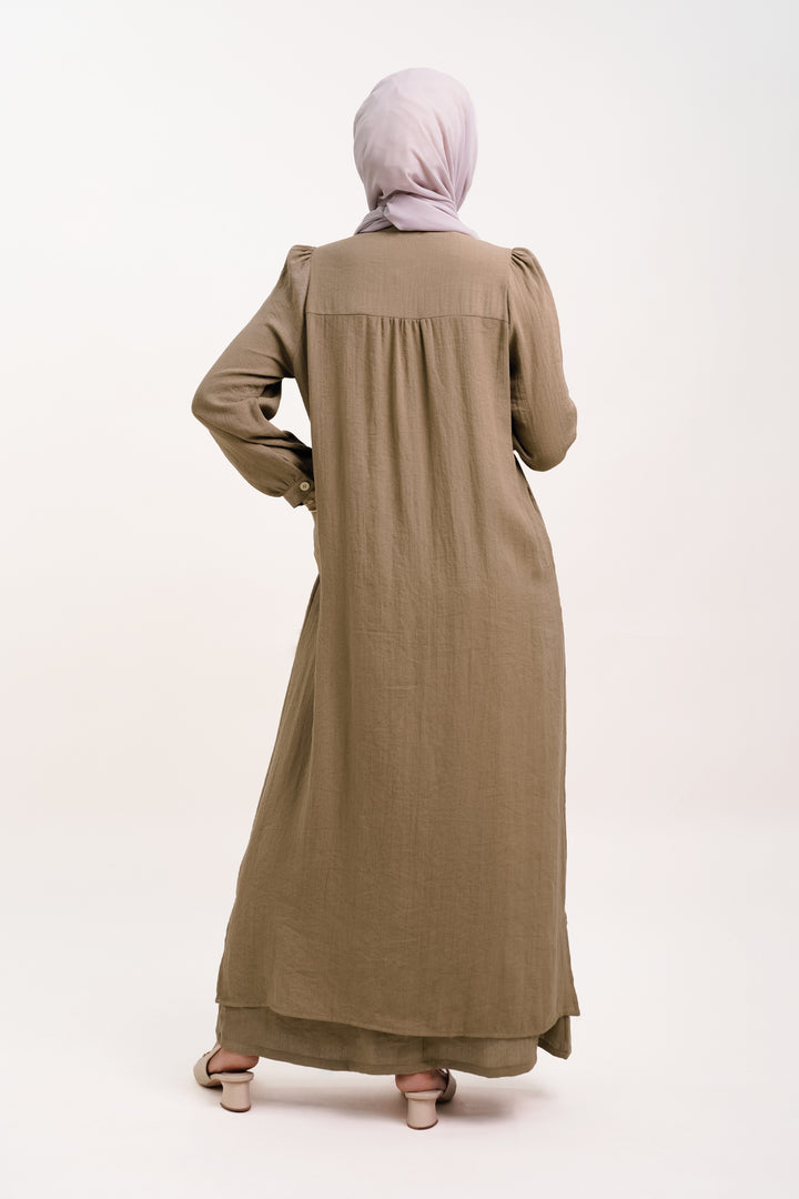 Joanna Linen Long Blouse Khaki