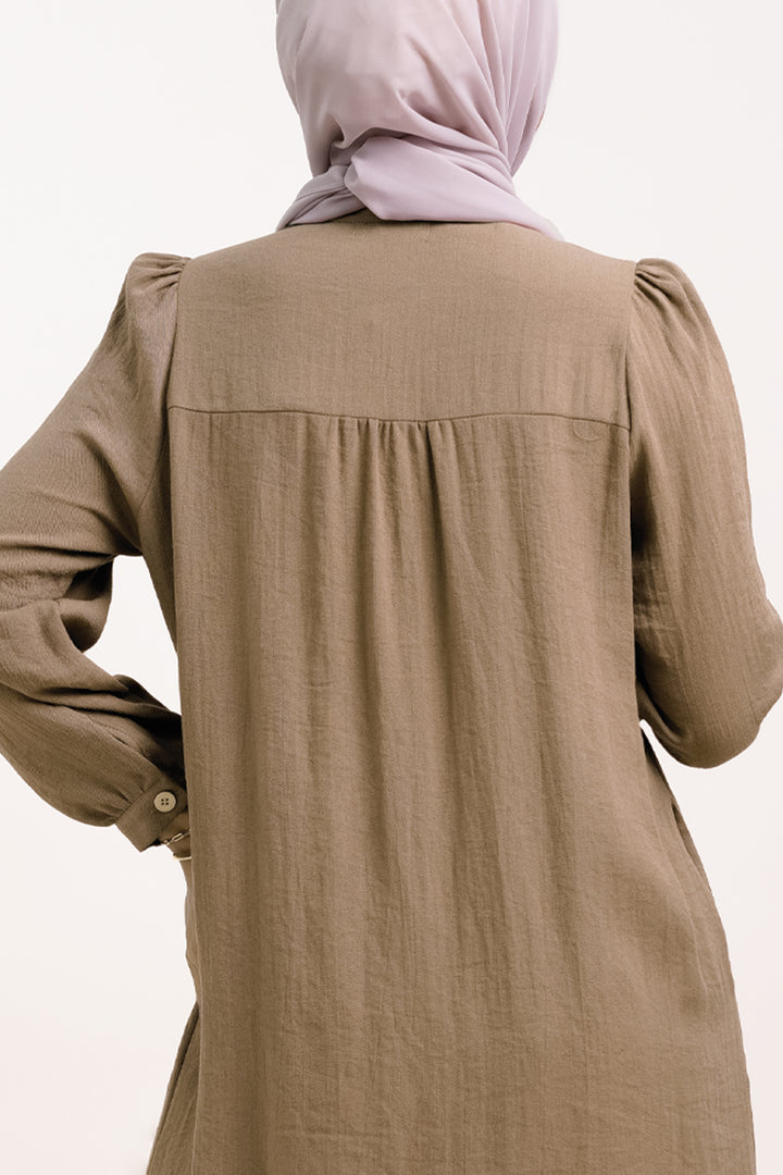 Joanna Linen Long Blouse Khaki