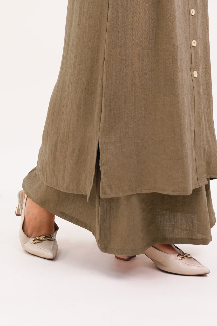 Joanna Linen Long Blouse Khaki