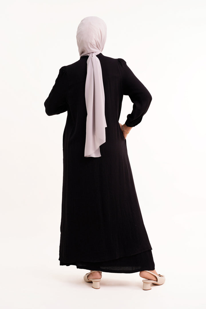 Joanna Linen Long Blouse Black