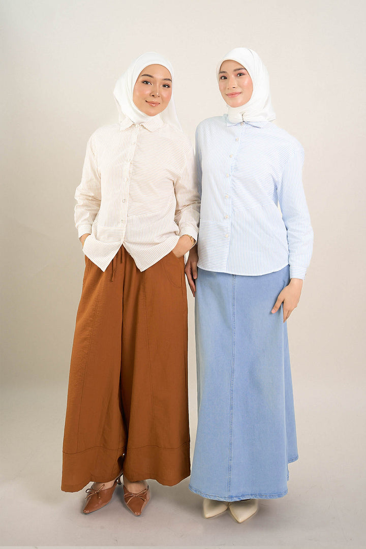 Leona Long Denim Skirt Light Blue