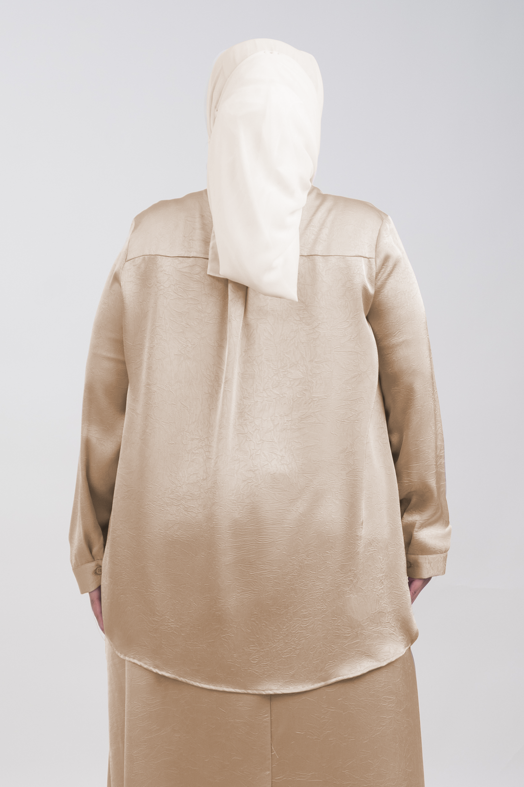 Isabelle Plus Size Satin Ruffled Blouse Latte