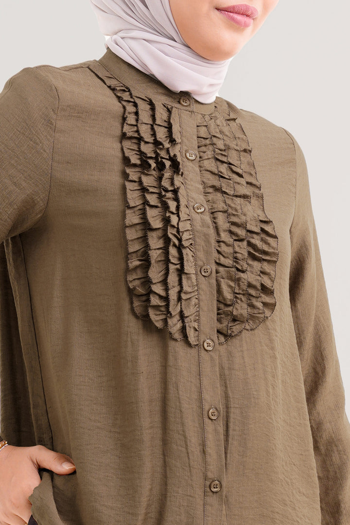 Marcelline Ruffled Blouse Brown
