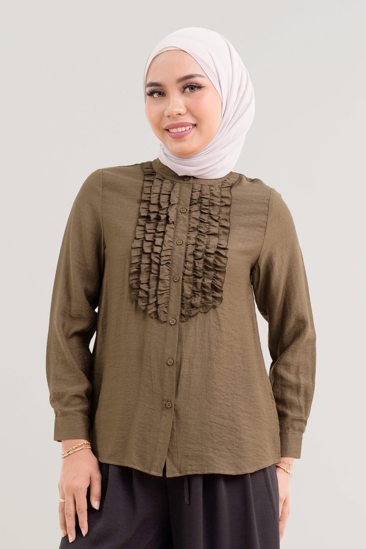 Marcelline Ruffled Blouse Brown