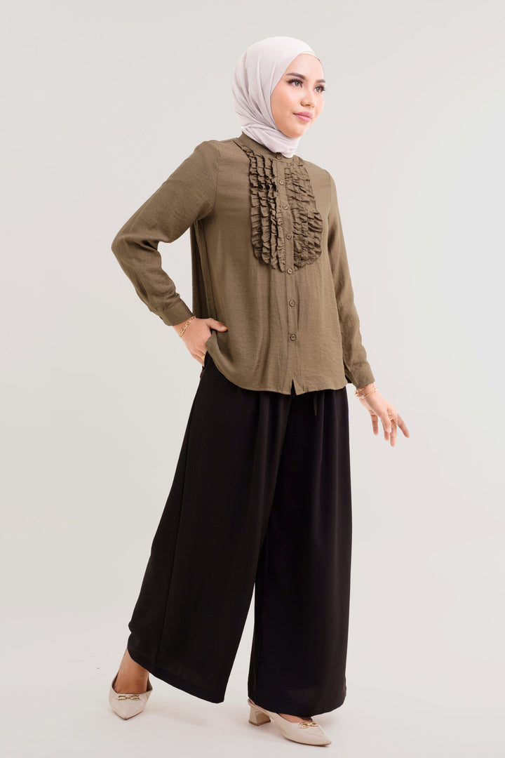 Marcelline Ruffled Blouse Brown