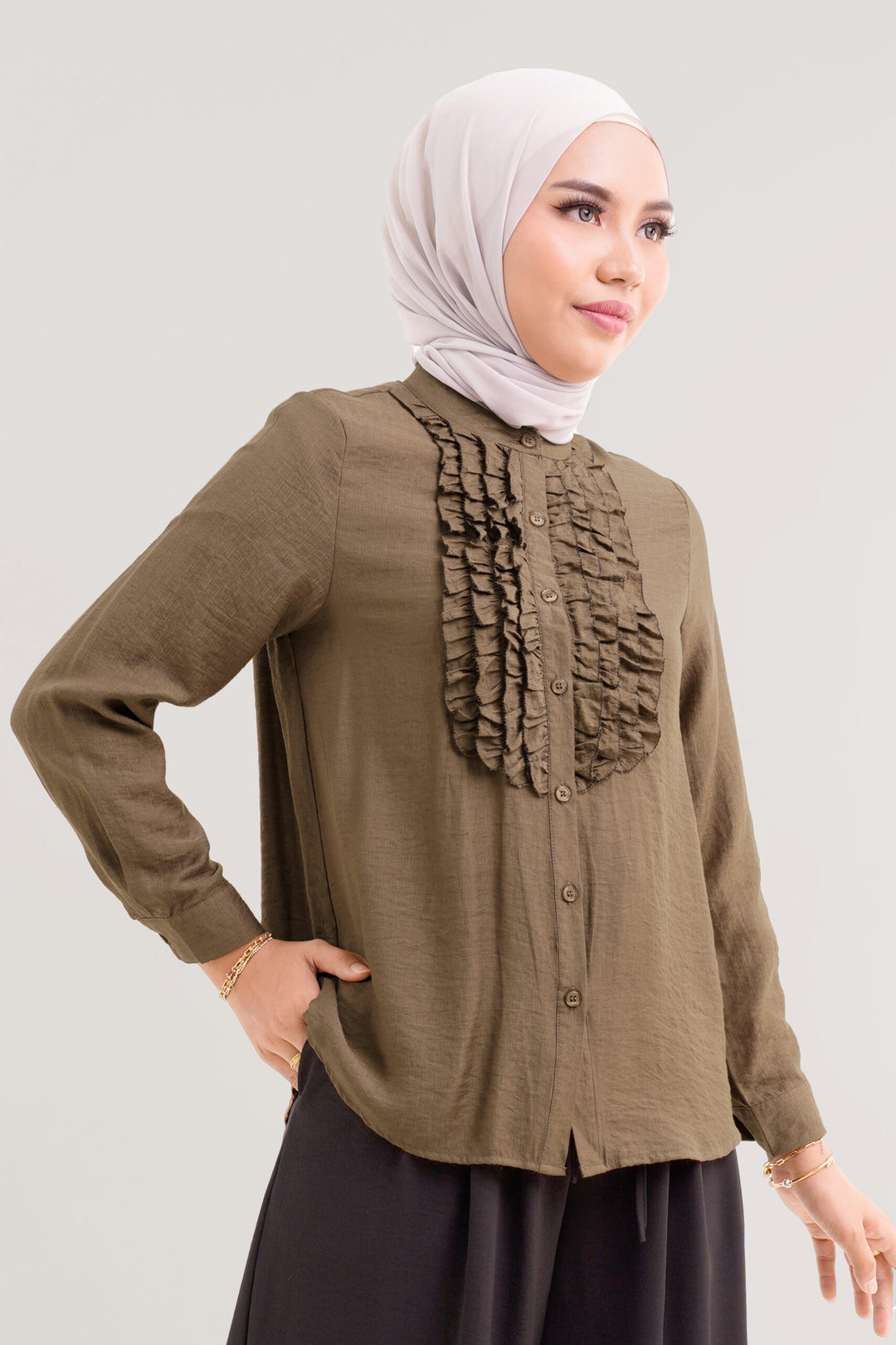 Marcelline Ruffled Blouse Brown
