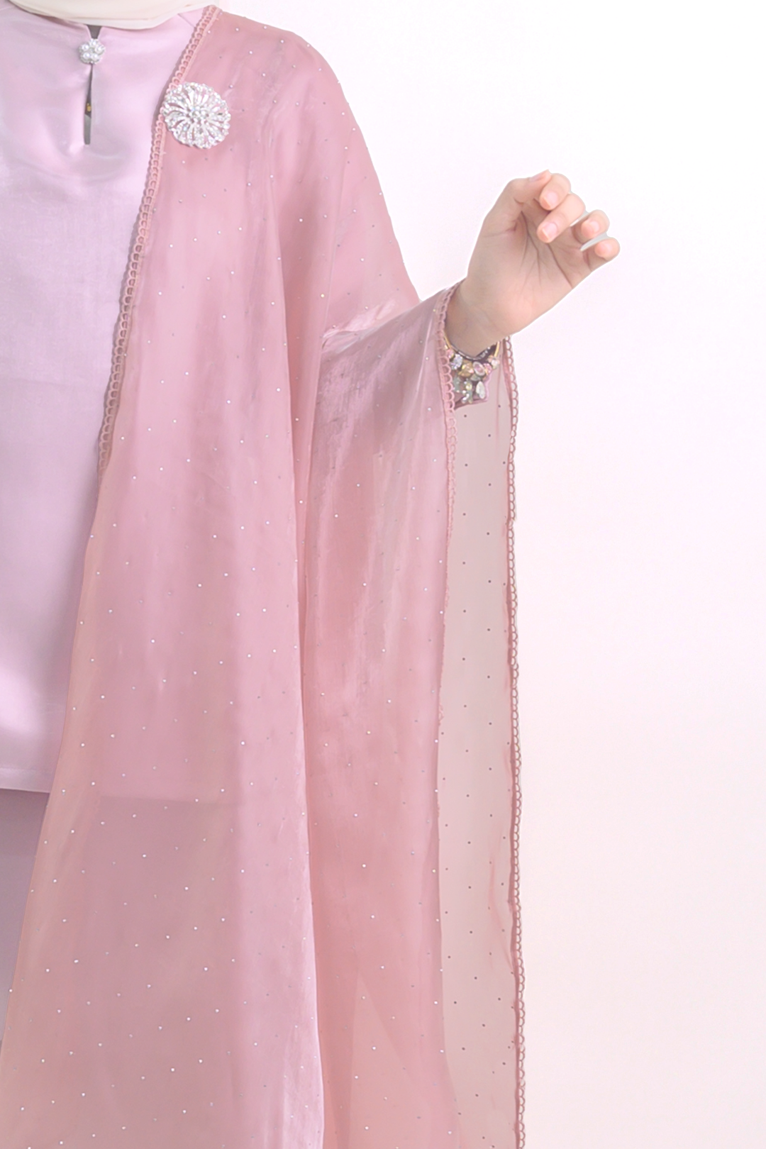 Nilamsari Embellished Organdy Selendang Pink