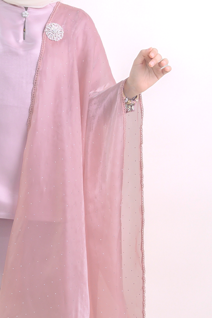 Nilamsari Embellished Organdy Selendang Pink
