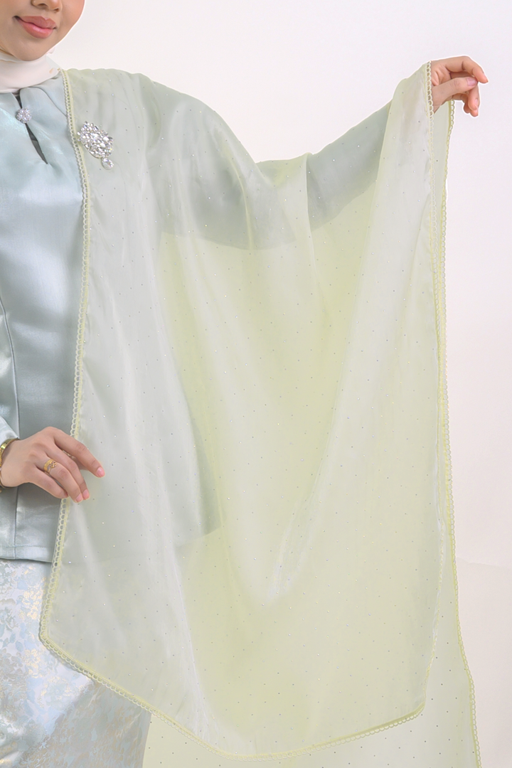 Nilamsari Embellished Organdy Selendang Soft Yellow