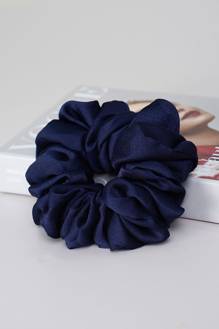 Plain Scrunchies Chiffon Dark Blue