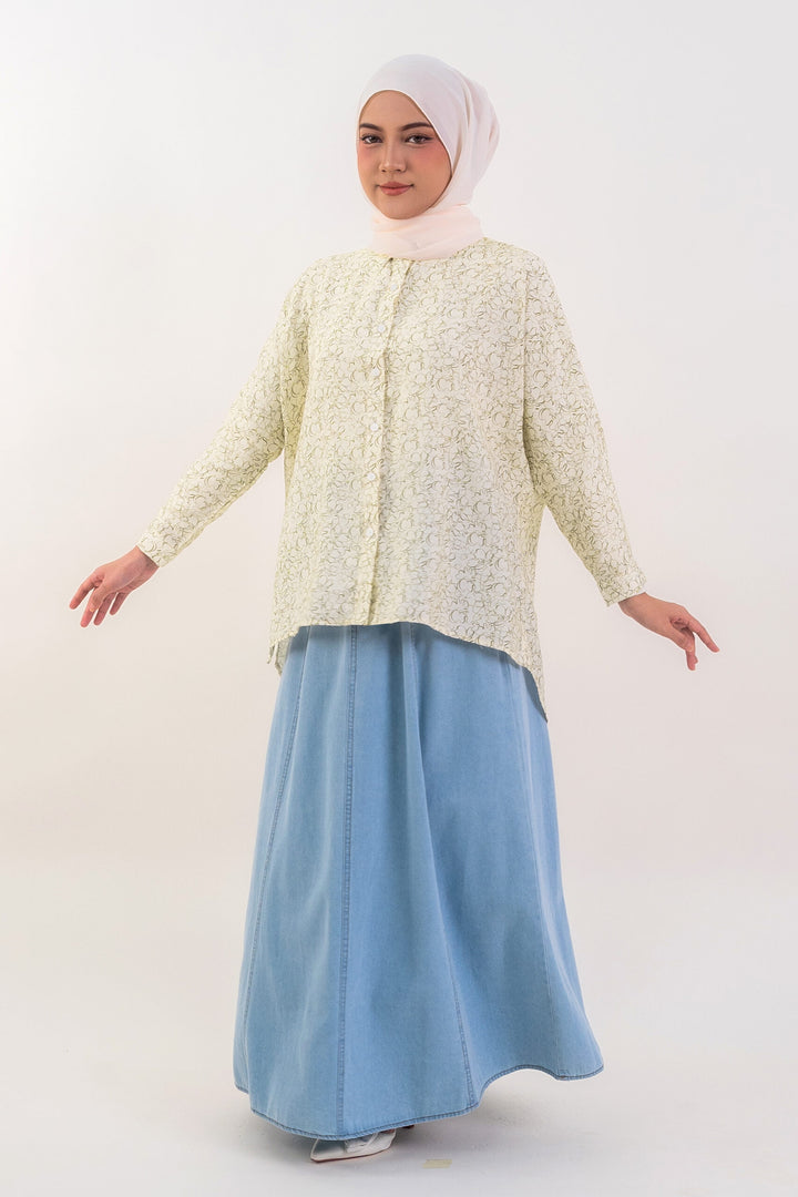 Nelly Printed Shirt Light Beige